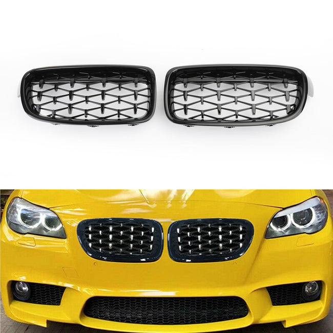 2012-2016 BMW F30 328i 335i Front Kidney Gloss Black Diamond Grille Grills