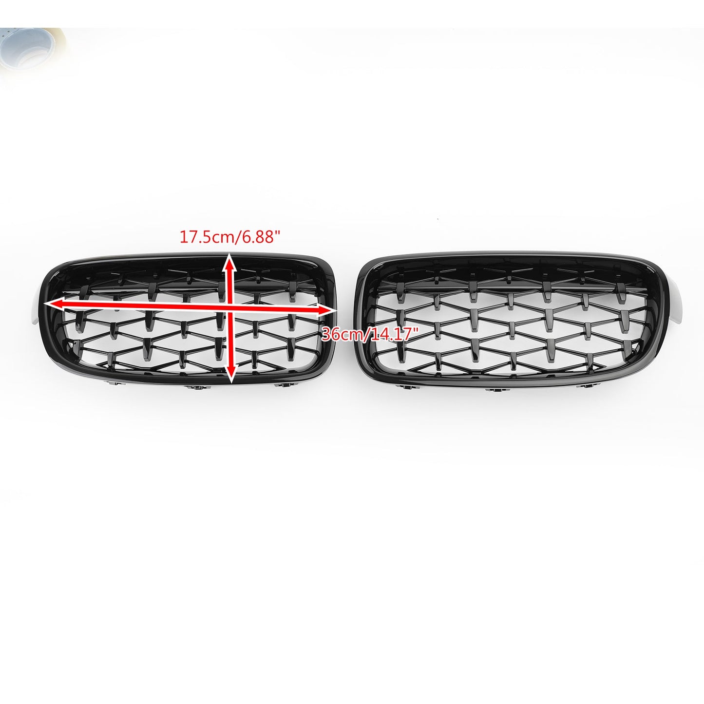 2012-2016 BMW F30 328i 335i Front Kidney Gloss Black Diamond Grille Grills