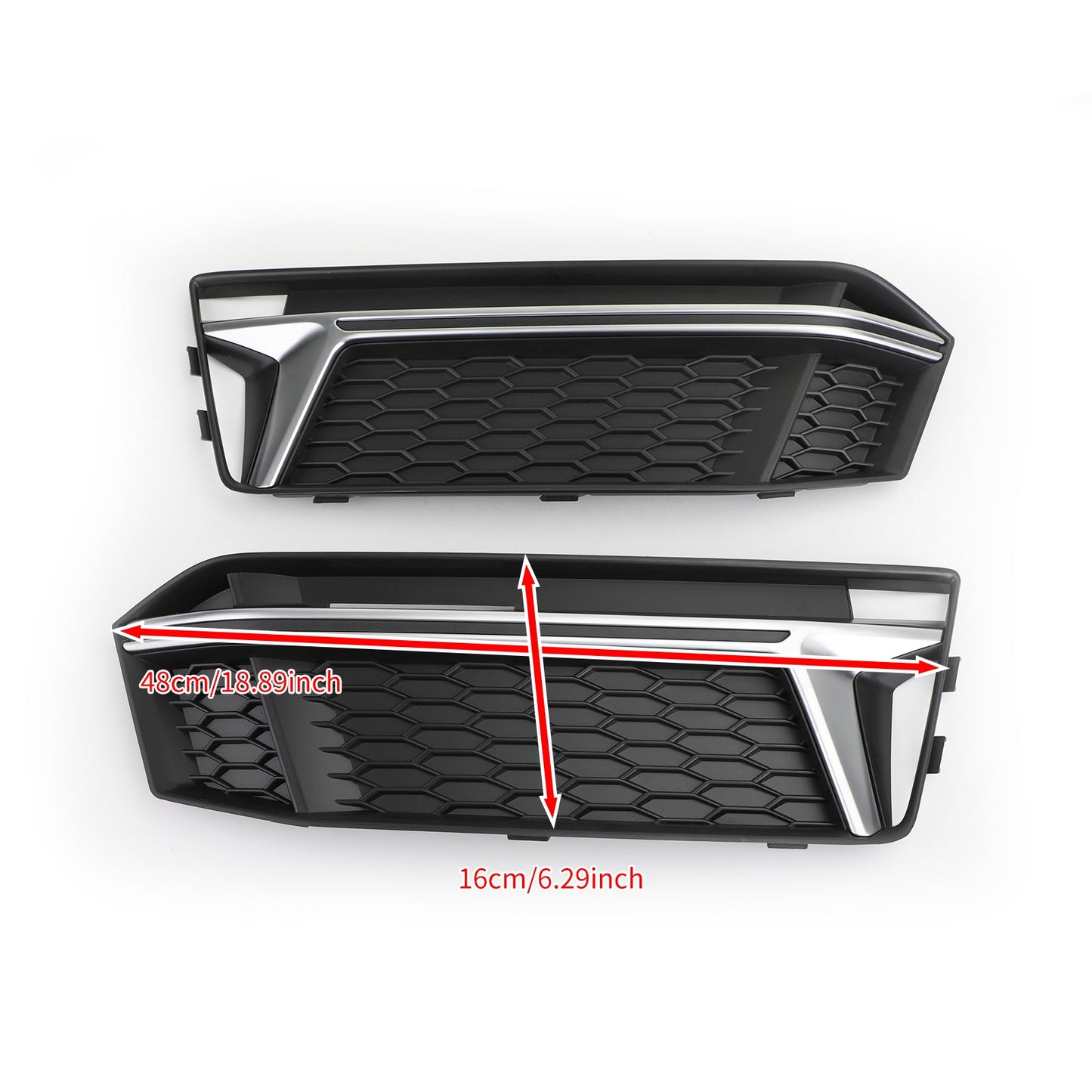 Pair Chrome Fog Light Cover Grille Grill Bezel Fit For AUDI S4 S-Line B9 16-2018