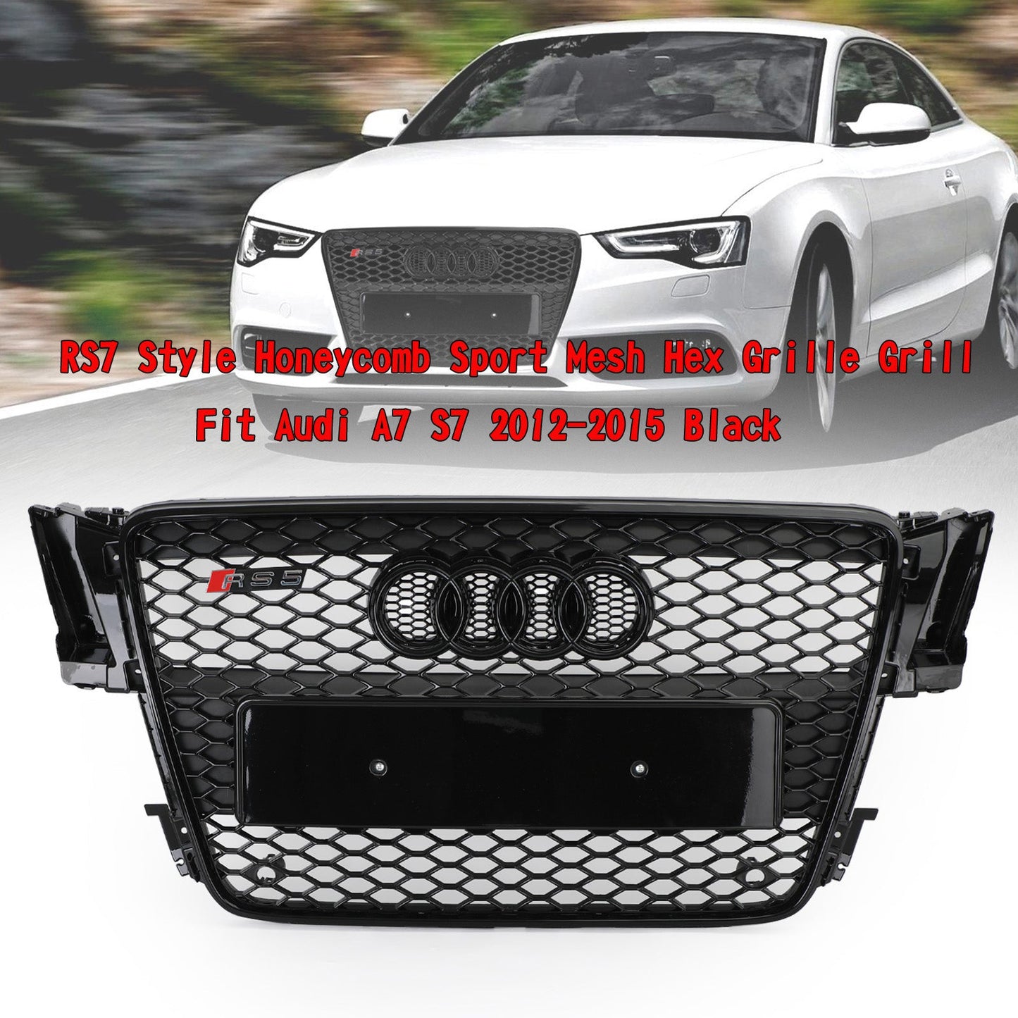2008-2012 AUDI A5 S5 B8 RS5 Style Hood Henycomb Sport mesh Grille Grill