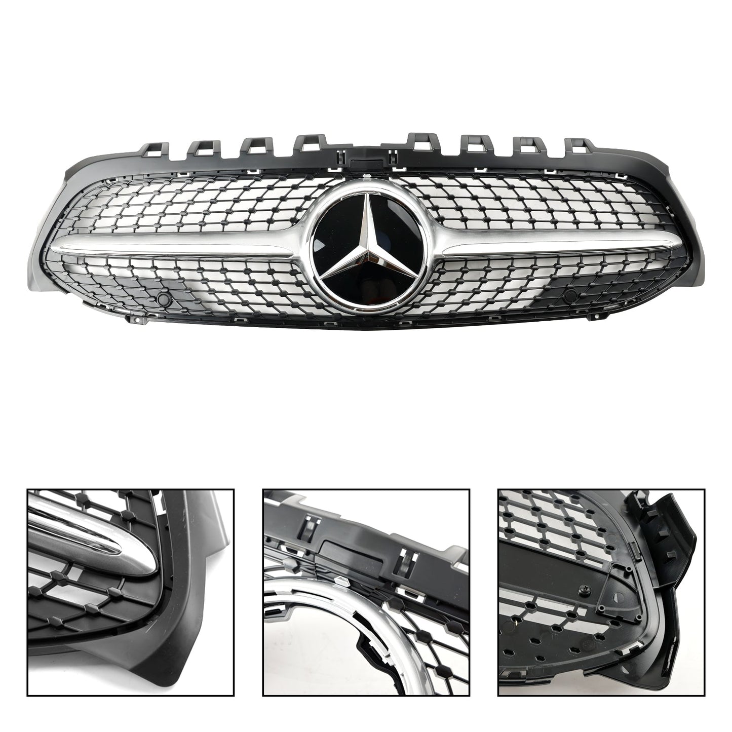 2019-2023 Benz A-Class W177 Diamond Front Bumper Grill Grille Black