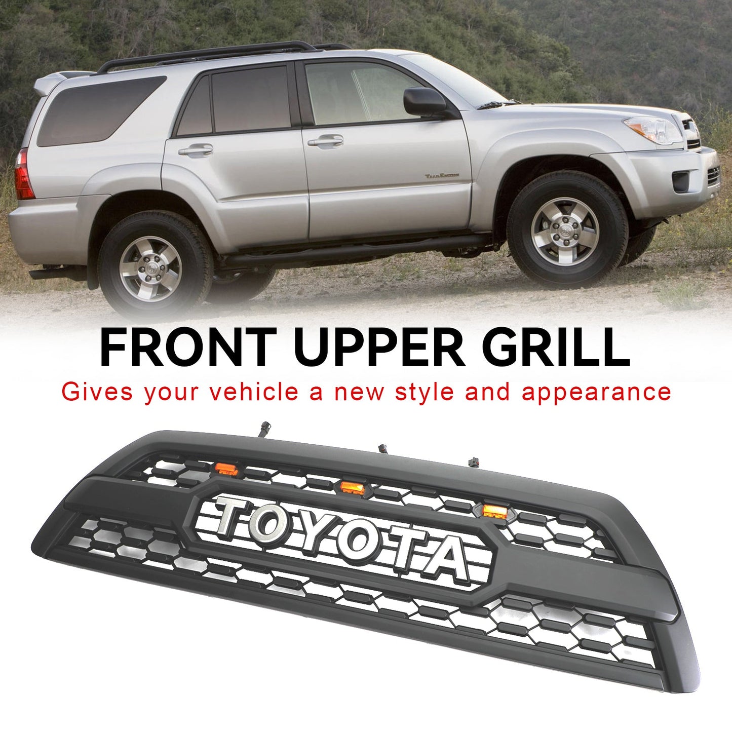 Toyota 4Runner 2006-2009 TRD PRO Style Front Bumper Grille Grill W/ LED