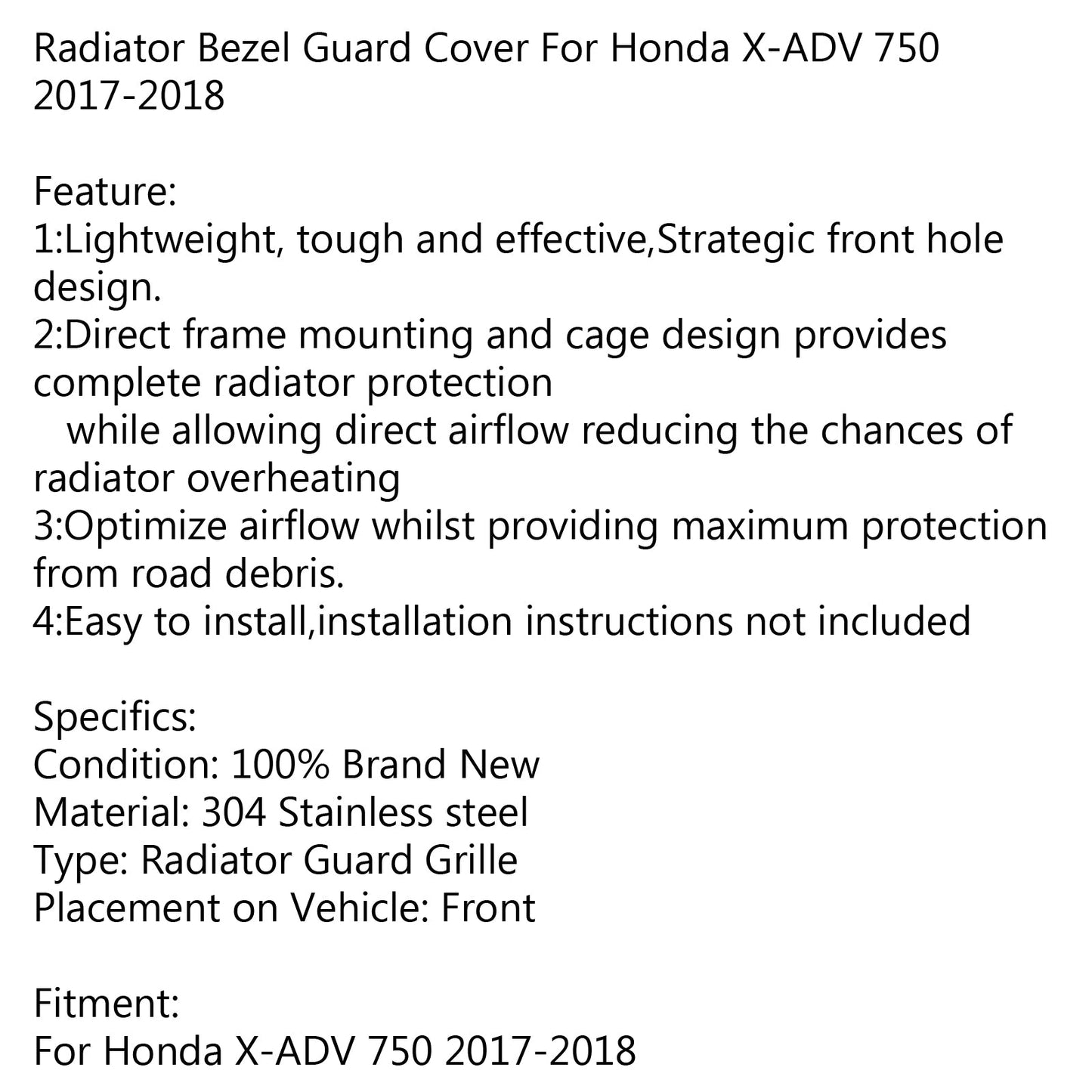 2017-2018 Honda X-ADV XADV 750 Radiator Cooler Grille Guard Cover Protector