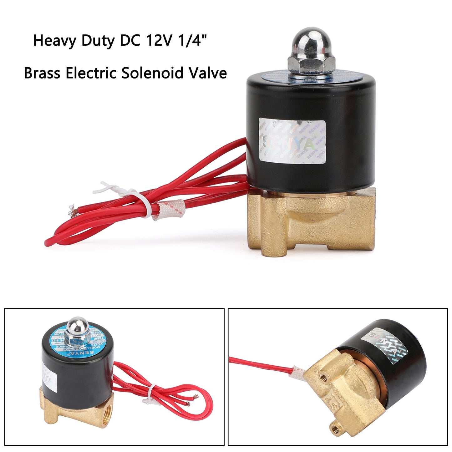 1/4" DC 12V Brass Normally Closed Electric Solenoid Valve BSP Gas Water Air N/C