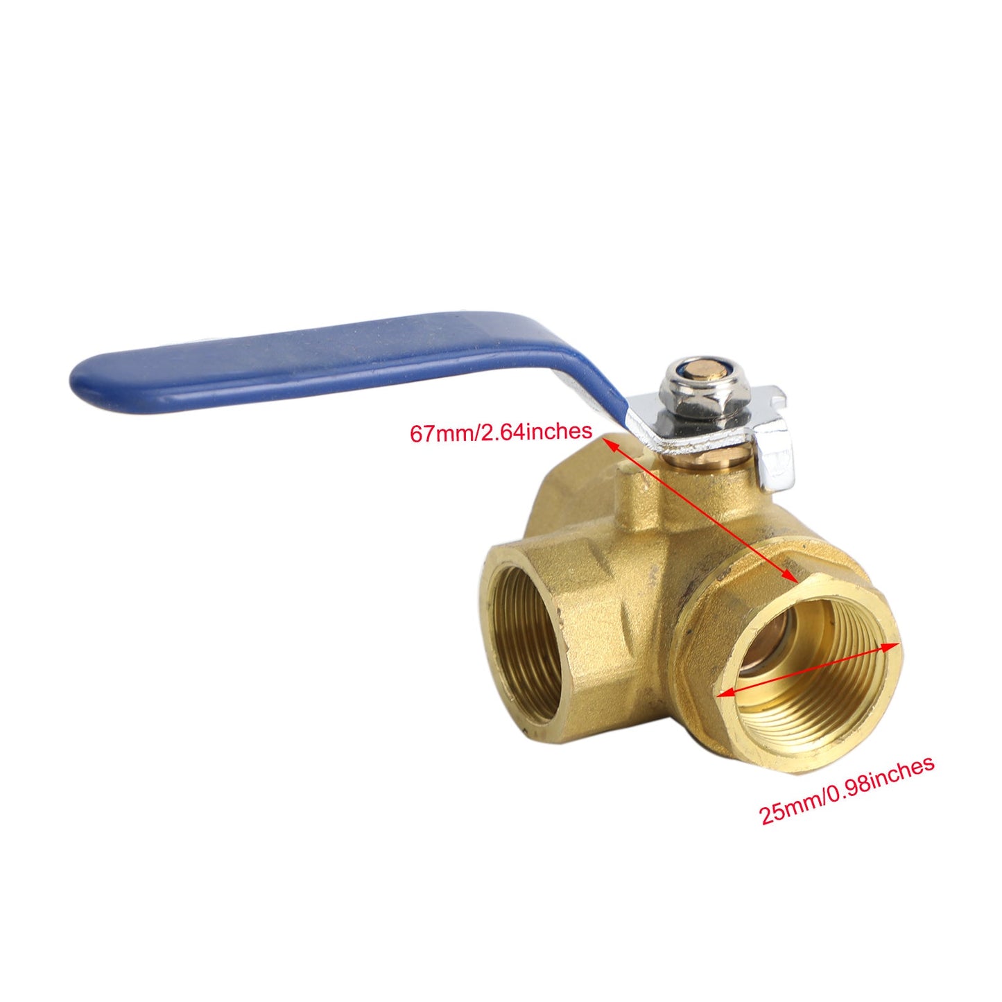 1/2" 3 Way Ball Valve Three T Port NPT Brass Female Type For Water Oil And Gas