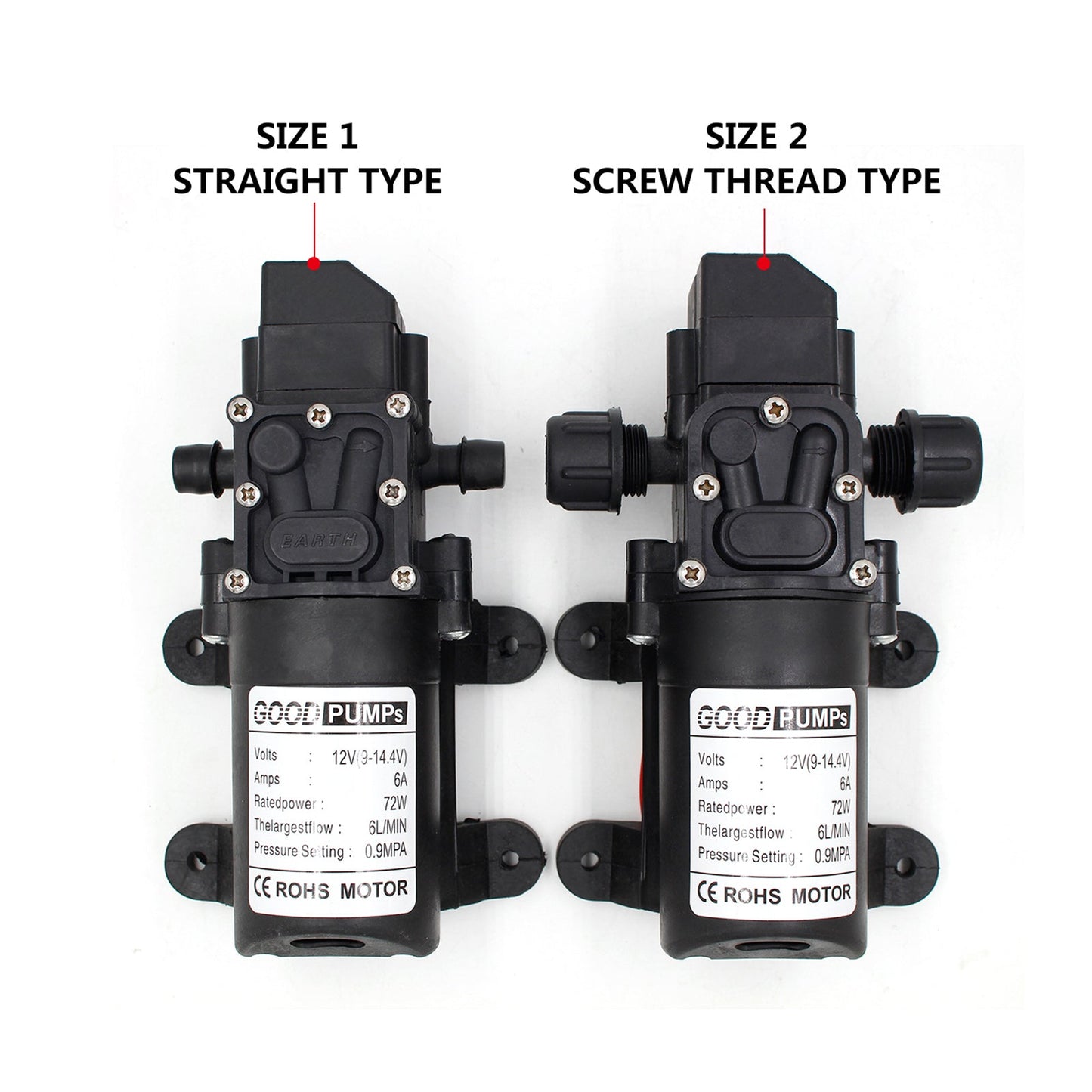 Dc12V 130Psi Self Priming Diaphragm High Pressure Water Pump Screw Thread Type