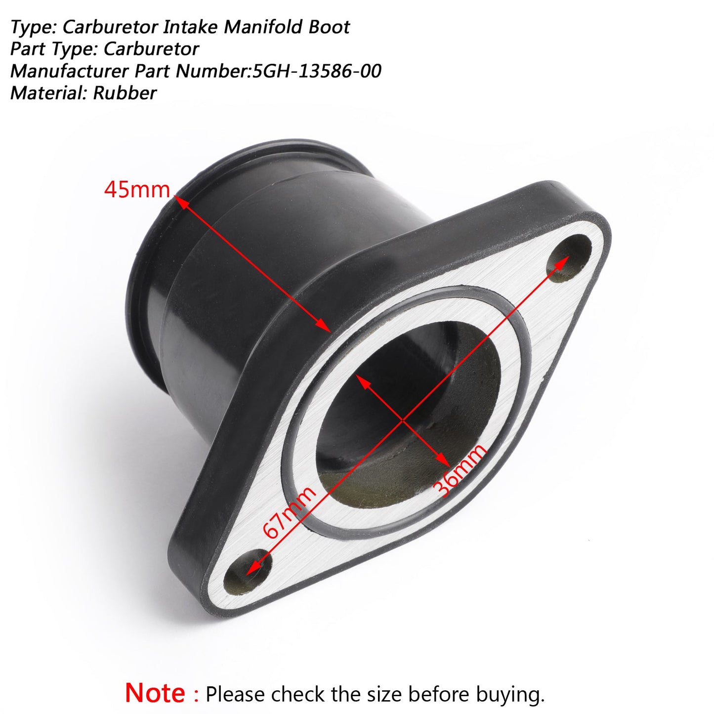Carburetor Intake Boot for Yamaha 400 450 Wolverine Grizzly Kodiak 5GH-13586-00