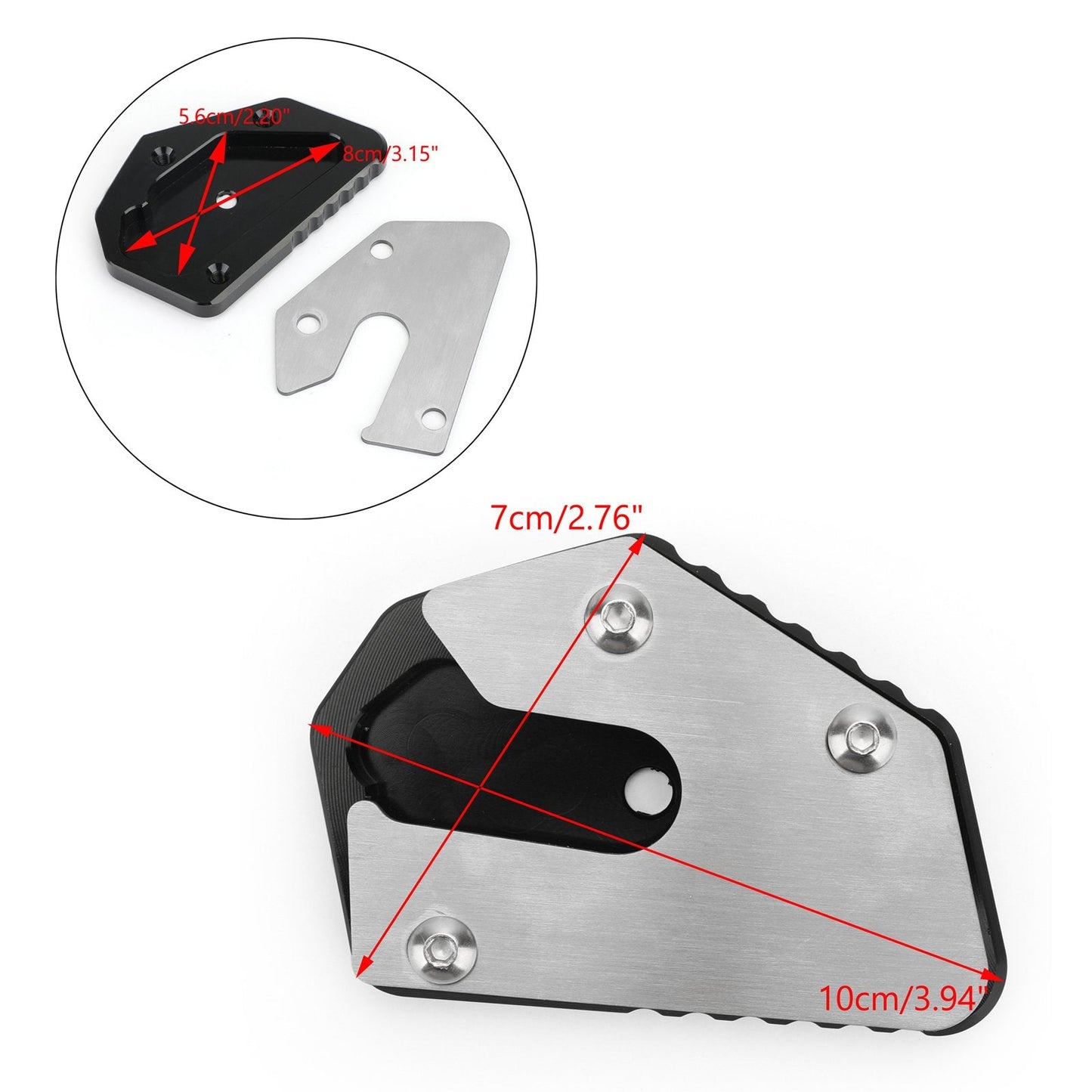 CNC Kickstand Side Stand Plate Extension Pad For SUZUKI DL650 V-STROM 650 12-19