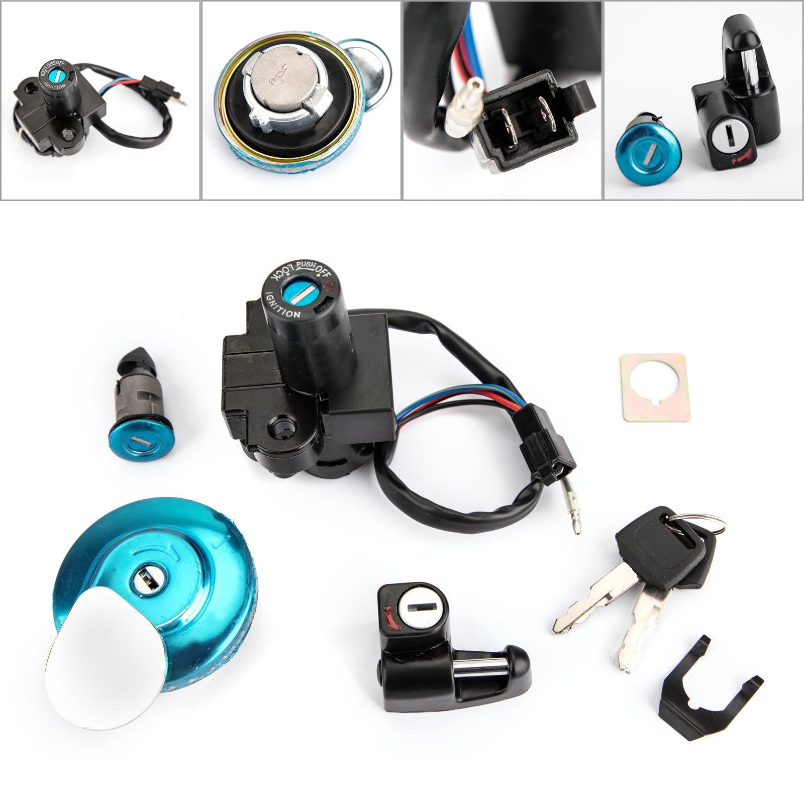 Ignition Switch Lock Fuel Gas Cap Seat Helmet Lock Keys Kit for Honda ...