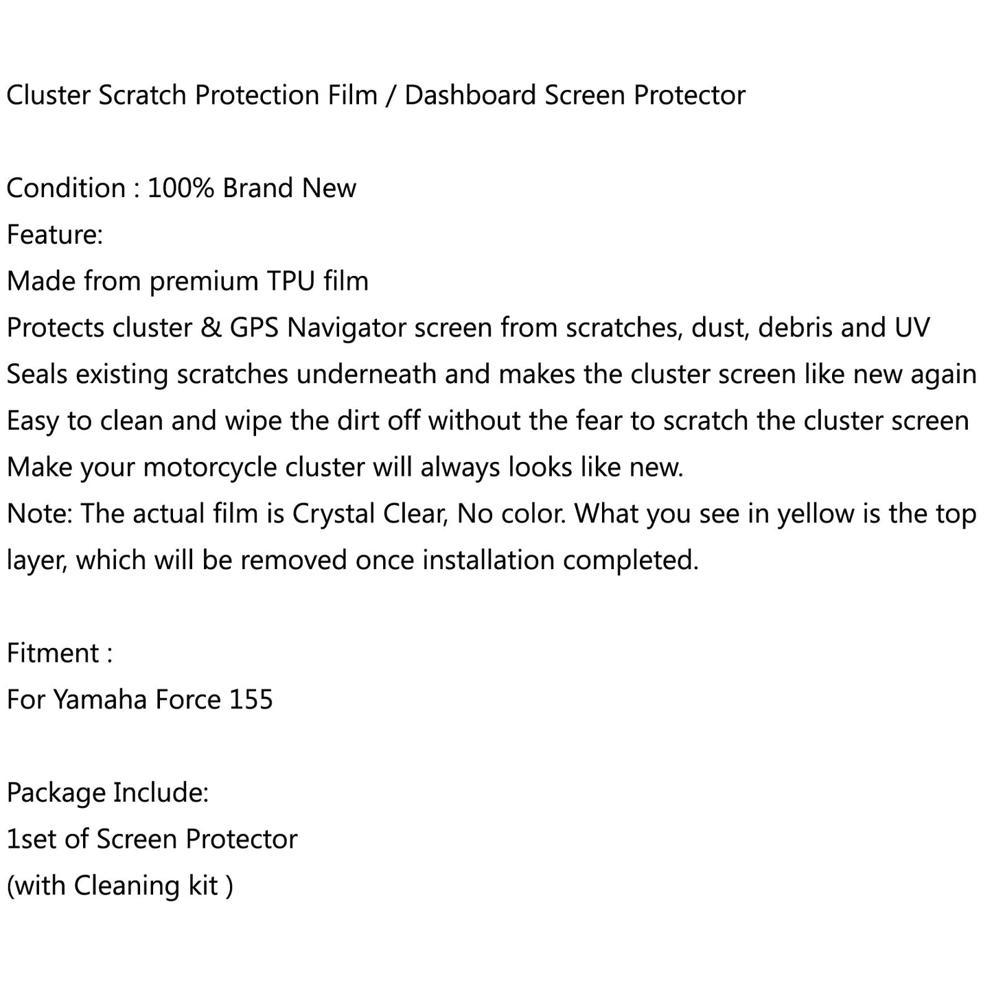 Cluster Scratch Film Scratch Screen Protector Fit for Yamaha Force 155