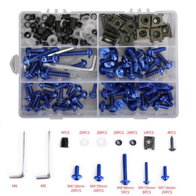 177PCS Motorcycle Sportbike Windscreen Fairing Bolts Kit Fastener Clips Screws