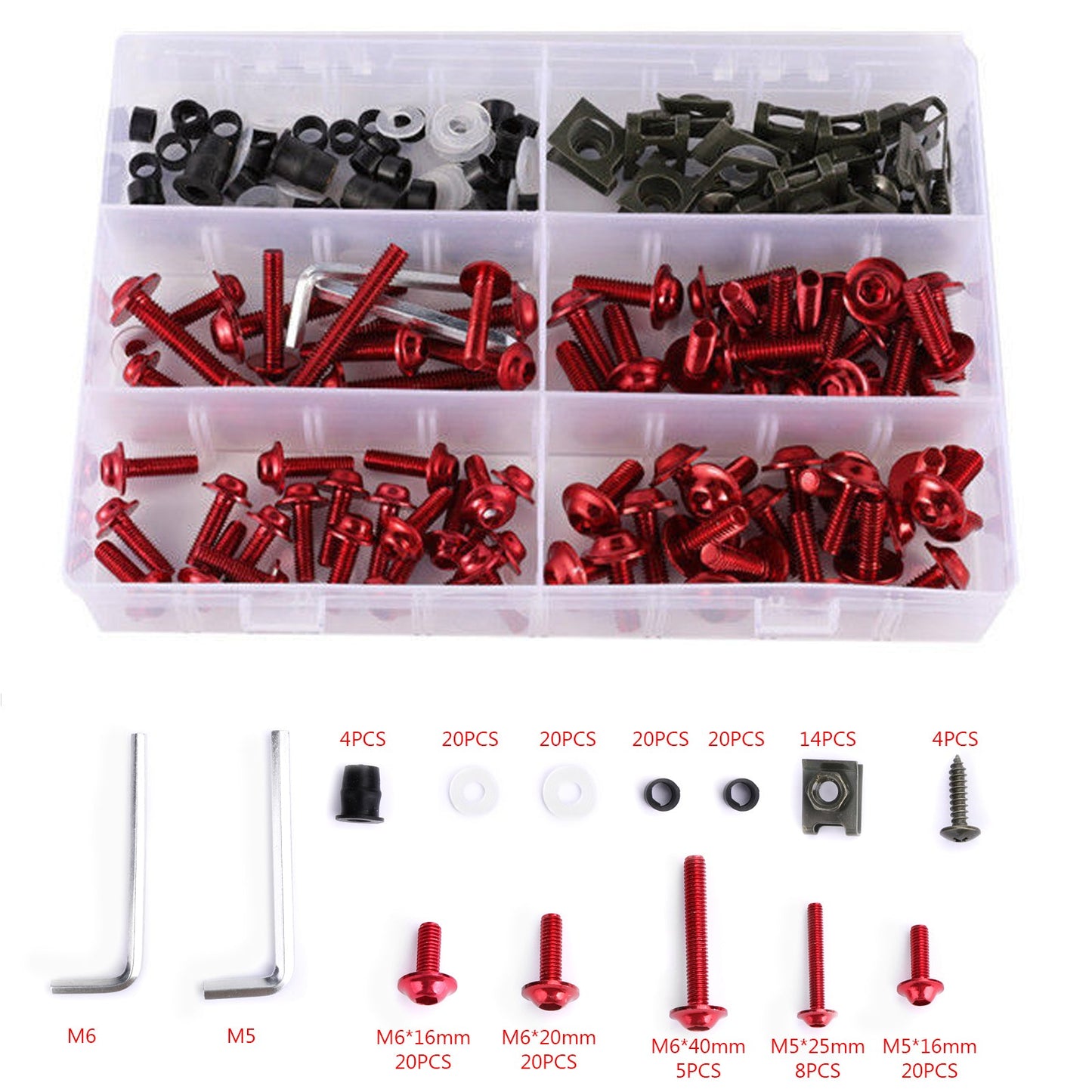 177PCS Motorcycle Sportbike Windscreen Fairing Bolts Kit Fastener Clips Screws