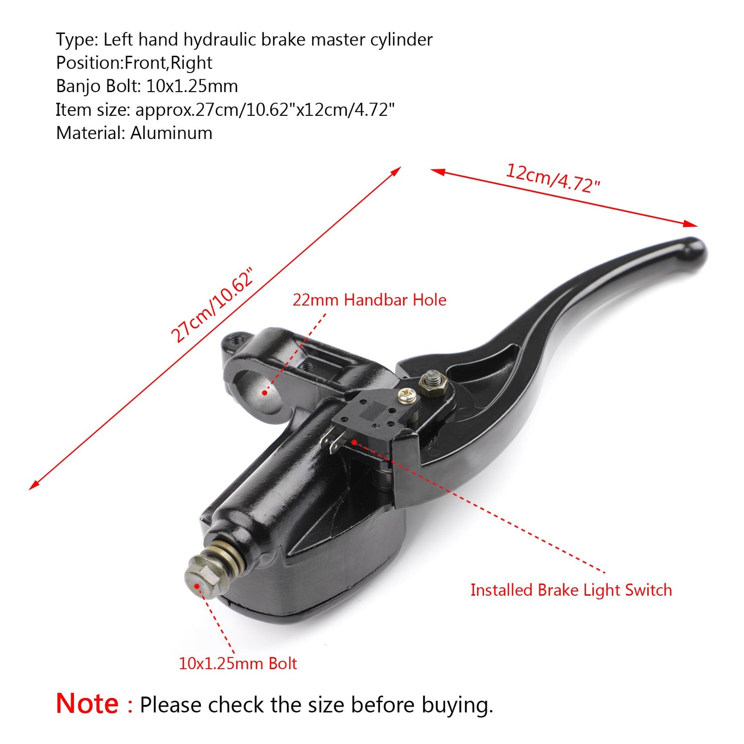 Front Right Brake Master Cylinder 22mm For Polaris Magnum 325 Sportsman 600