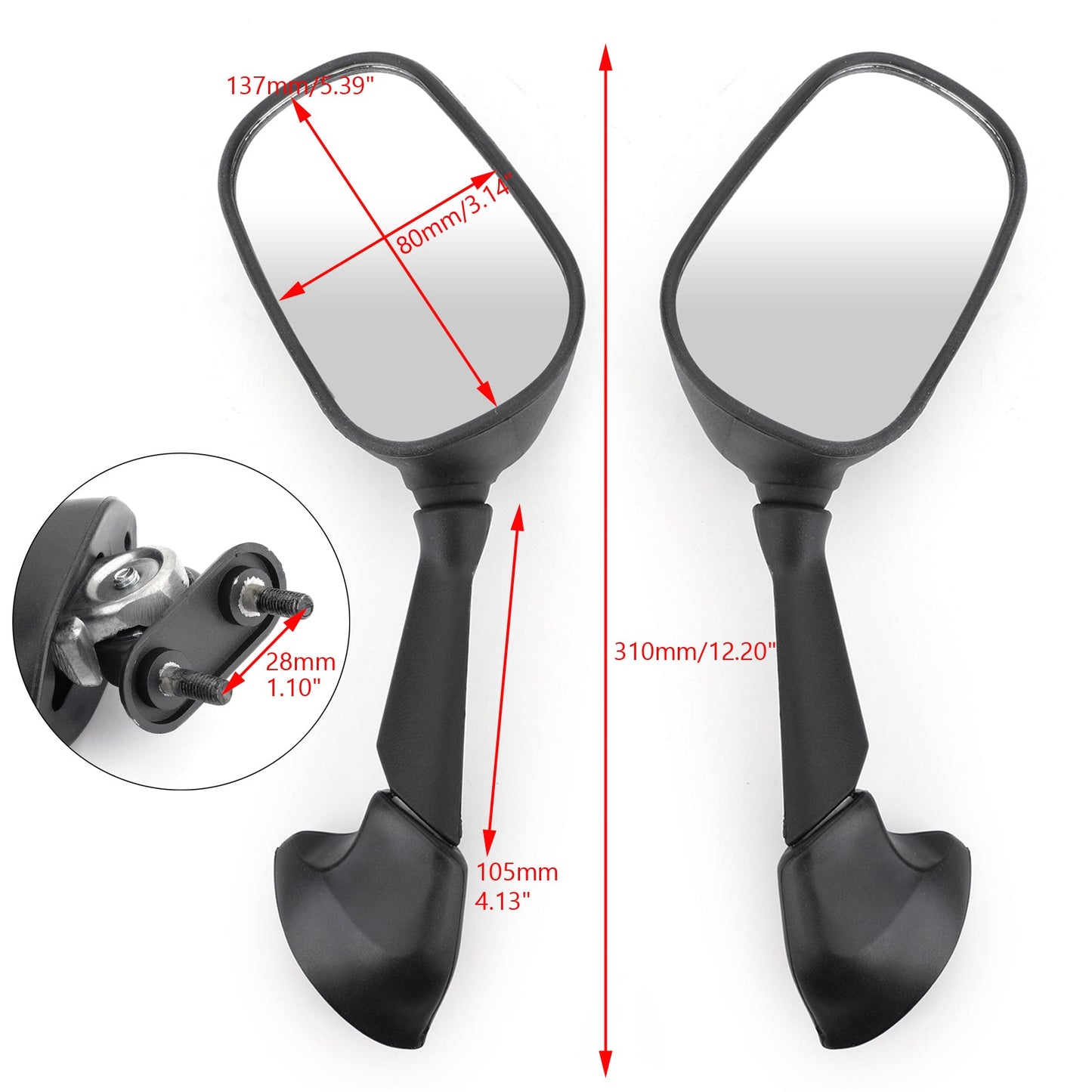 Pair Rear View Side Mirrors Left & Right For Yamaha YZF R1 YZF R6 2006-2008
