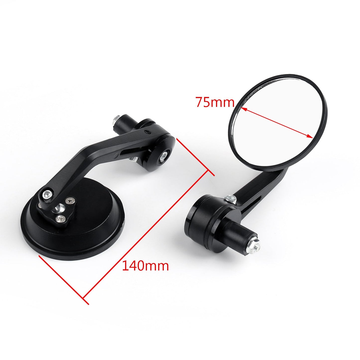 1Pair CNC Motorcycle 3" Round Side Mirror 7/8" Handlebar End For Cafe Racer