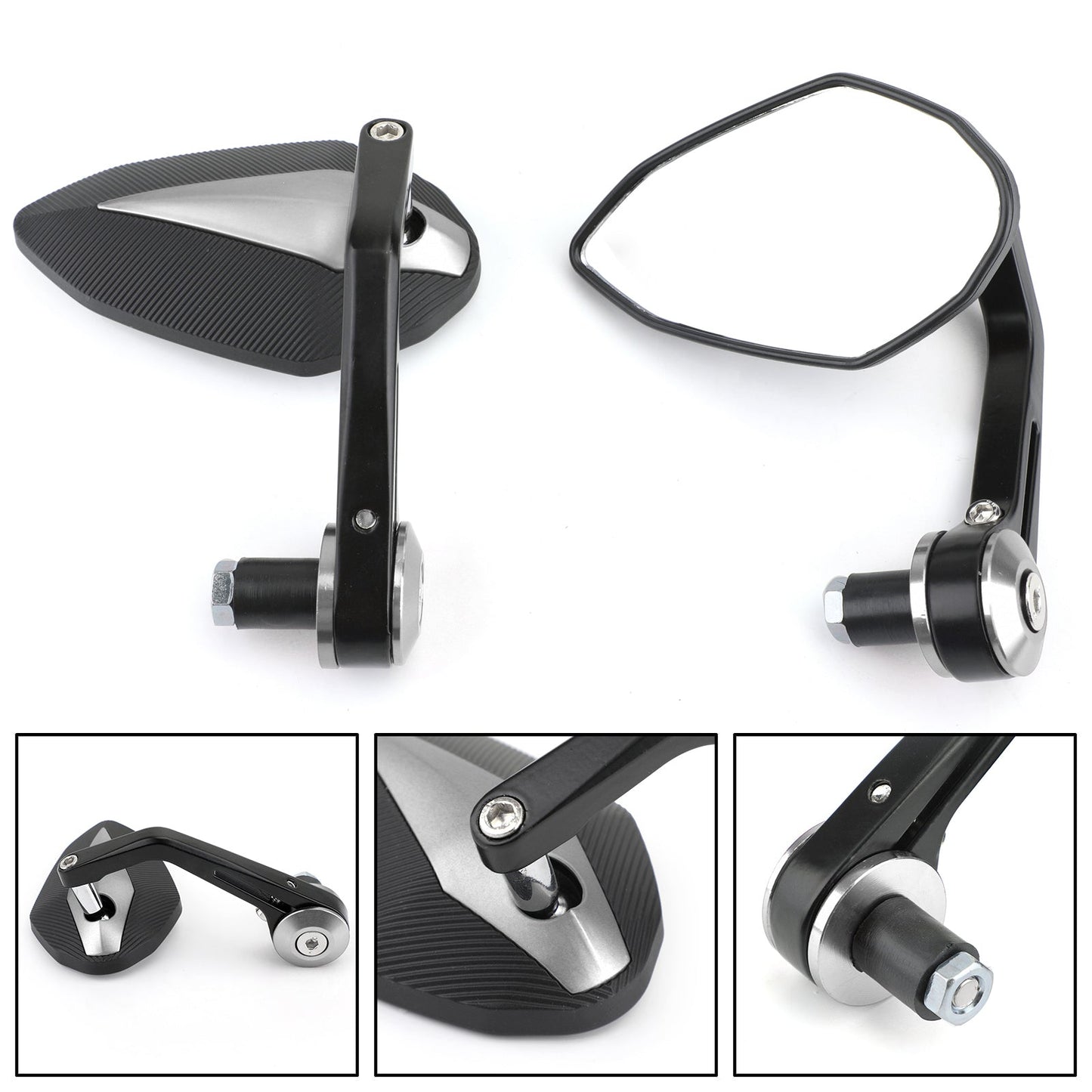 7/8" CNC Motorcycle Handle Bar End Rearview Side Mirrors For Bobber Cafe Racer Generic