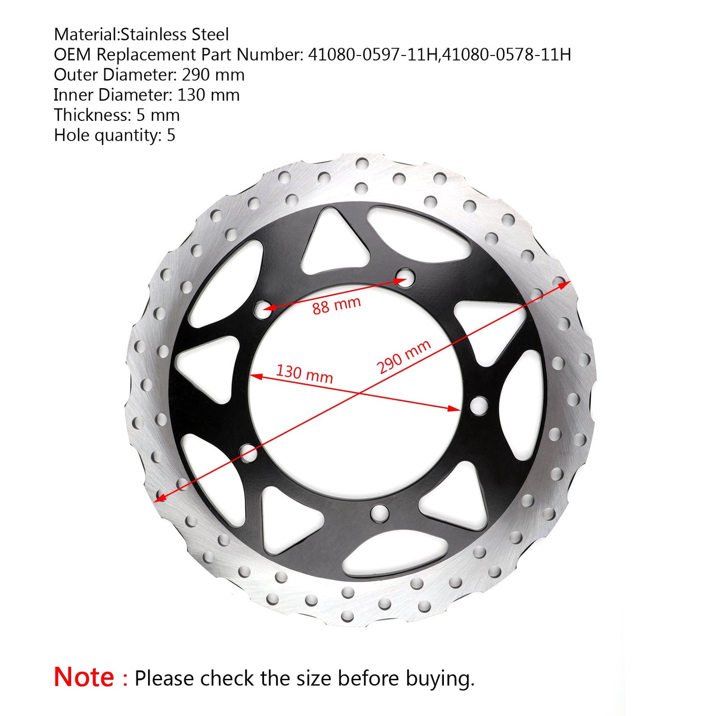 Front Brake Rotor Disc Fit for Kawasaki EX Ninja 250 300 Z250 Z300 2013-2018