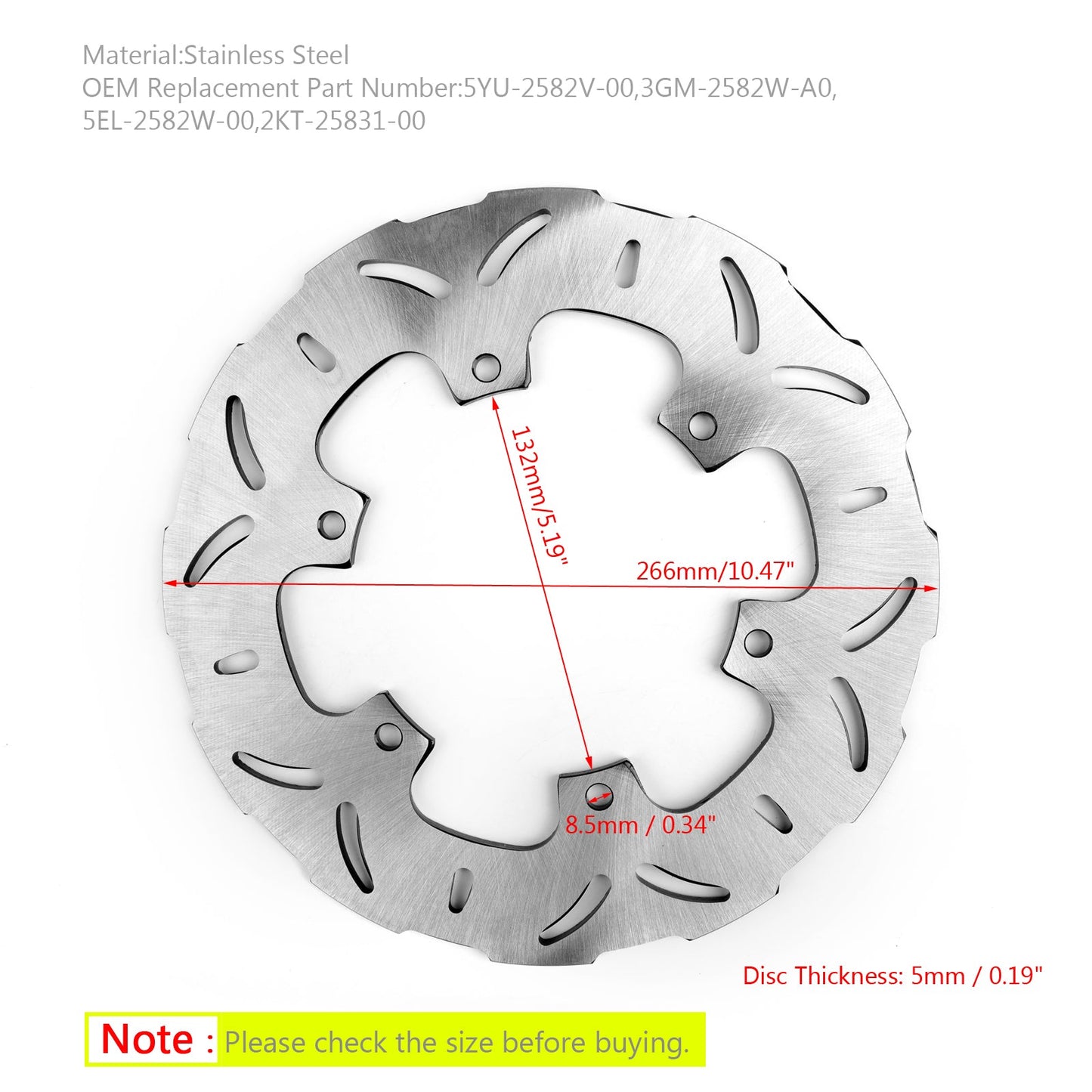 Front Brake Rotor Disc Fit for Yamaha Virago XV750 XV1000 XV1100 XJ900 86-93