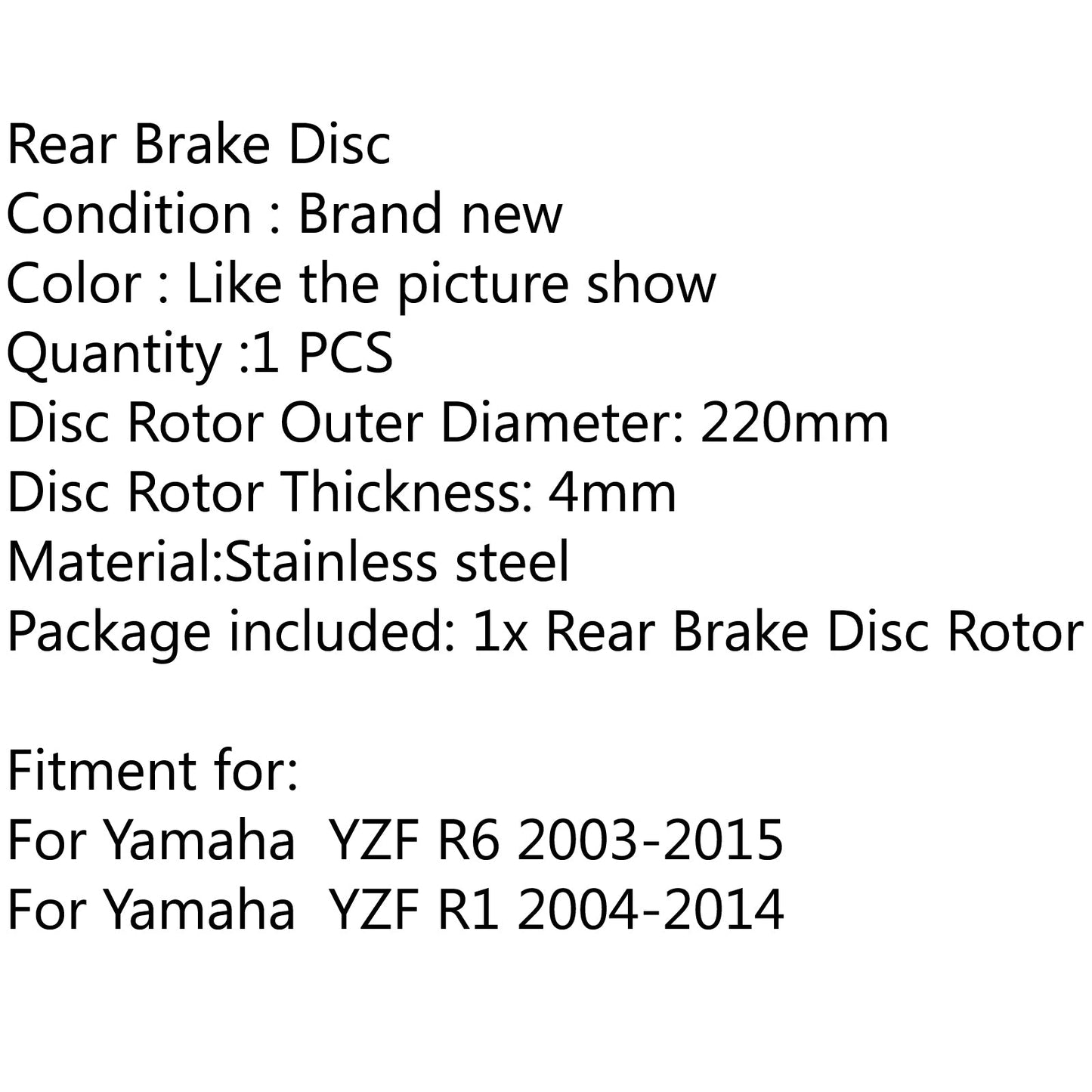 Rear Brake Rotor Disc Fit for Yamaha YZF R6 2003-2015 YZF R1 2004-2014