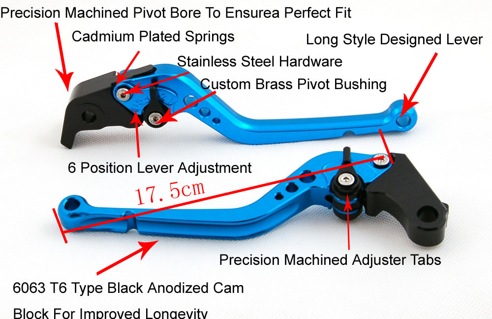 Long Brake Clutch Levers For Honda ST 1300 2008-2012 Black