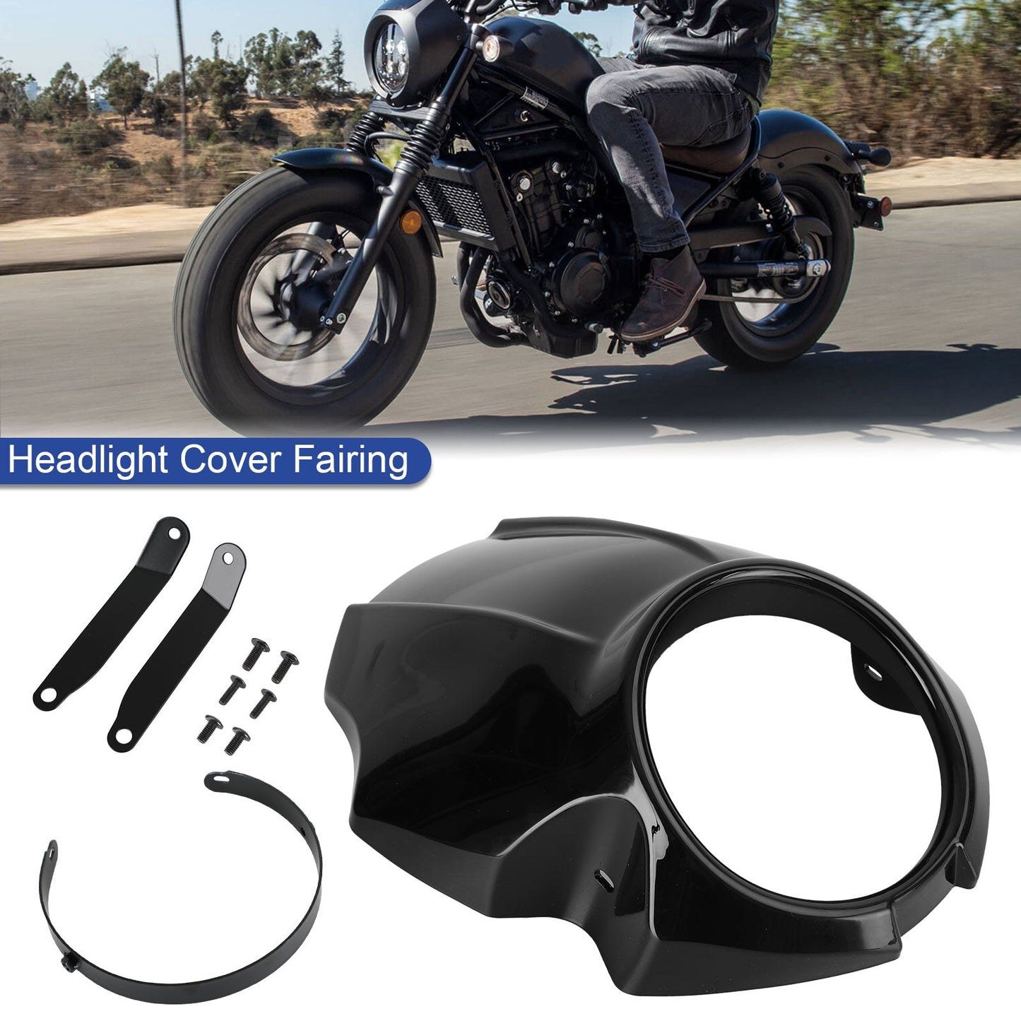 FRONT HEADLIGHT COVER WINDSHIELD WINDSCREEN FOR HONDA REBEL CMX 300 500 17-2021