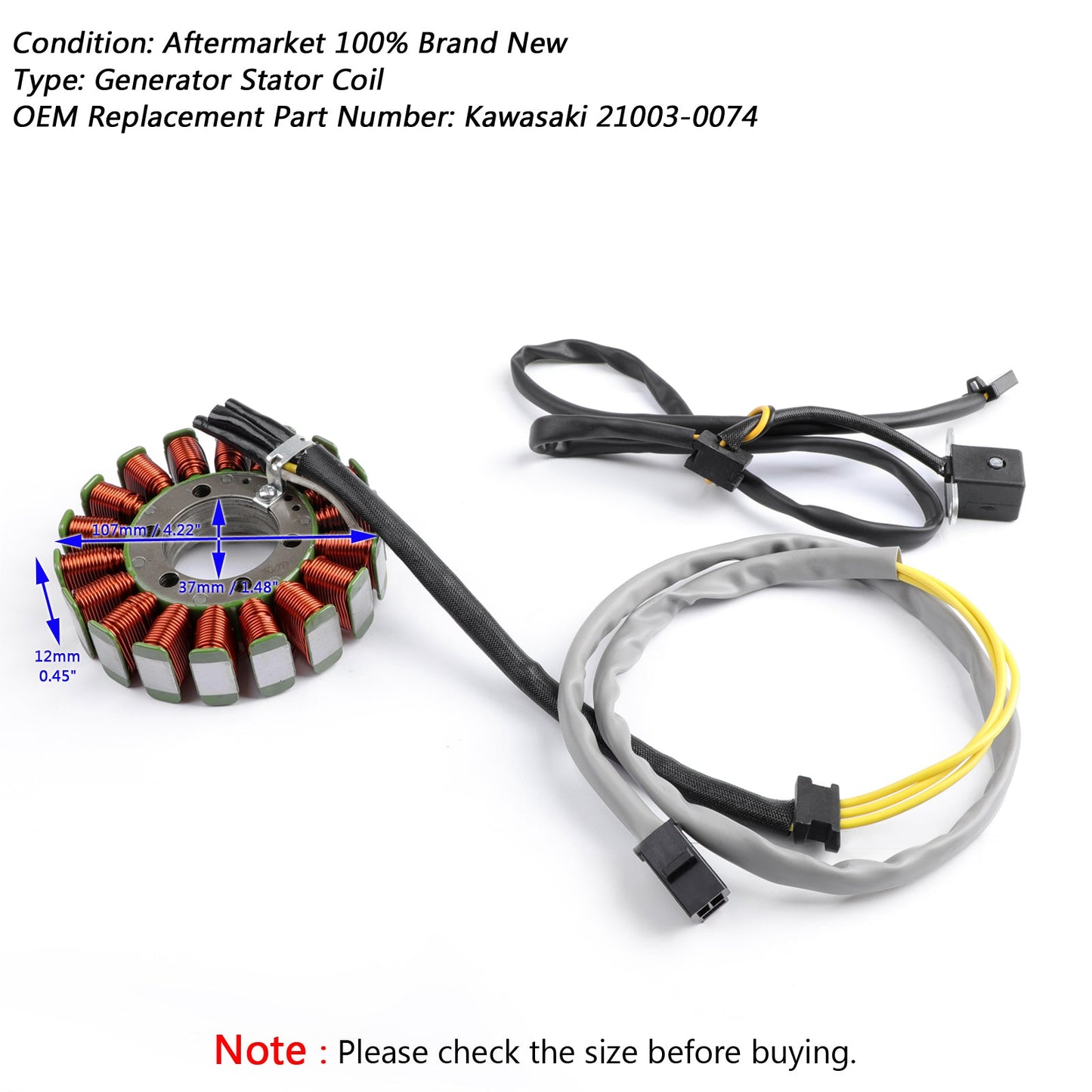 Magneto Generator Stator Coil For Kawasaki EX250 Ninja 250R 2008-12 21003-0074