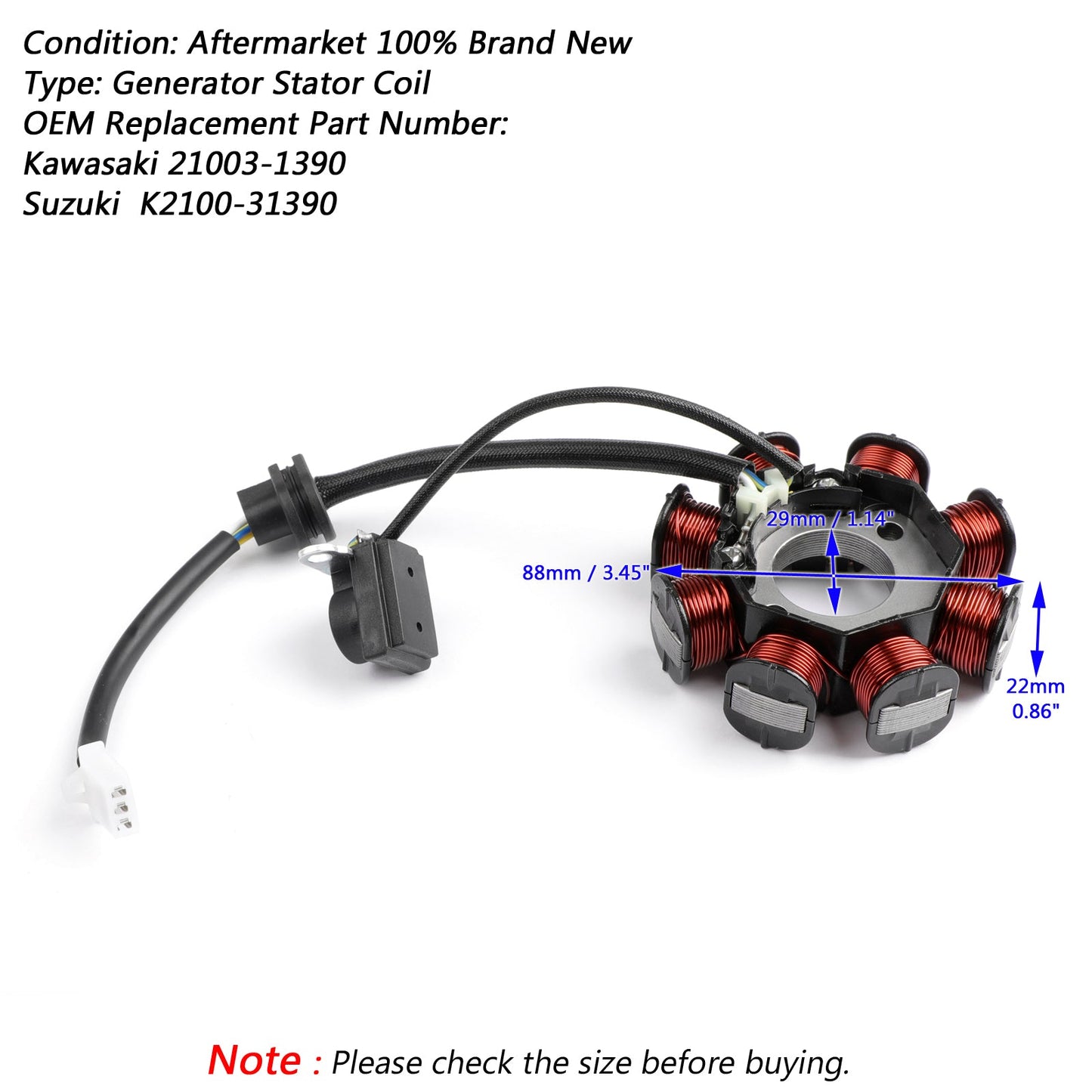 Magneto Generator Stator Coil For Kawasaki KLX110 03-09 Suzuki DRZ110 2003-05