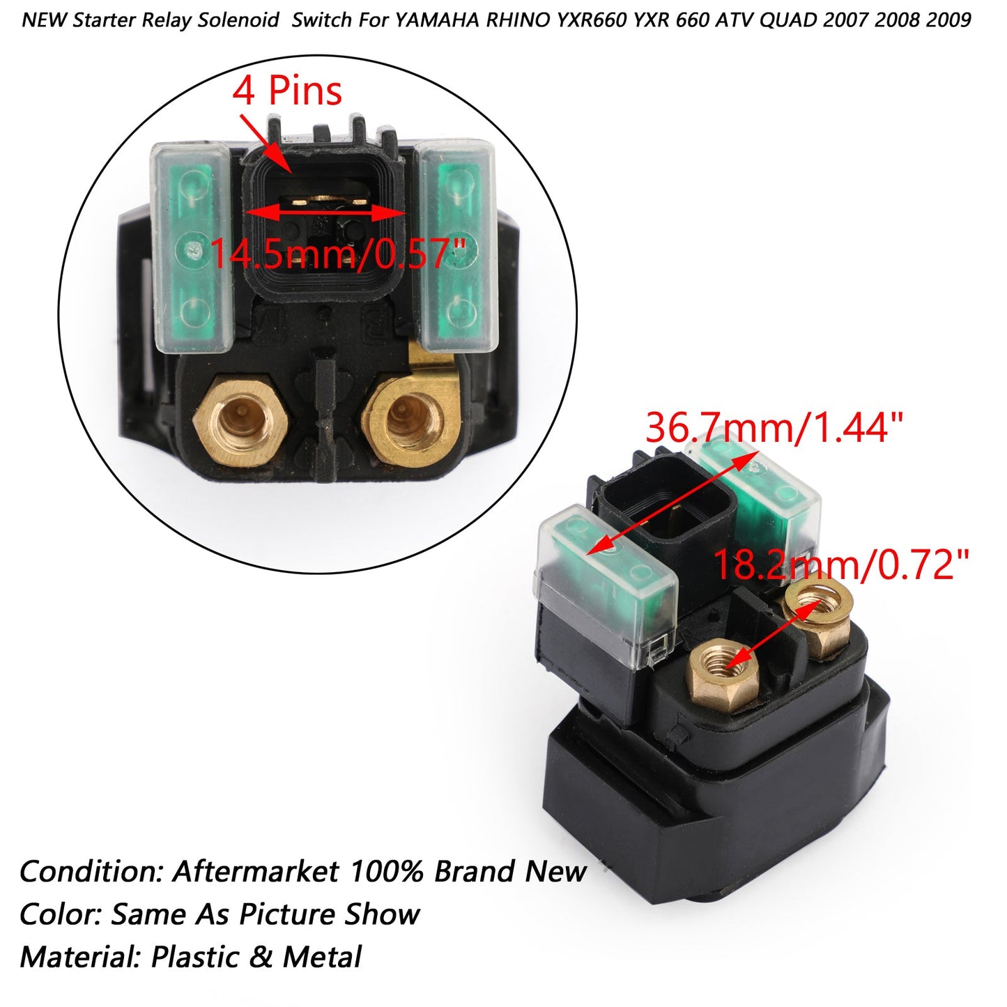 STARTER RELAY SOLENOID For YAMAHA RHINO YXR660 YXR 660 ATV QUAD 2007 2008 2009