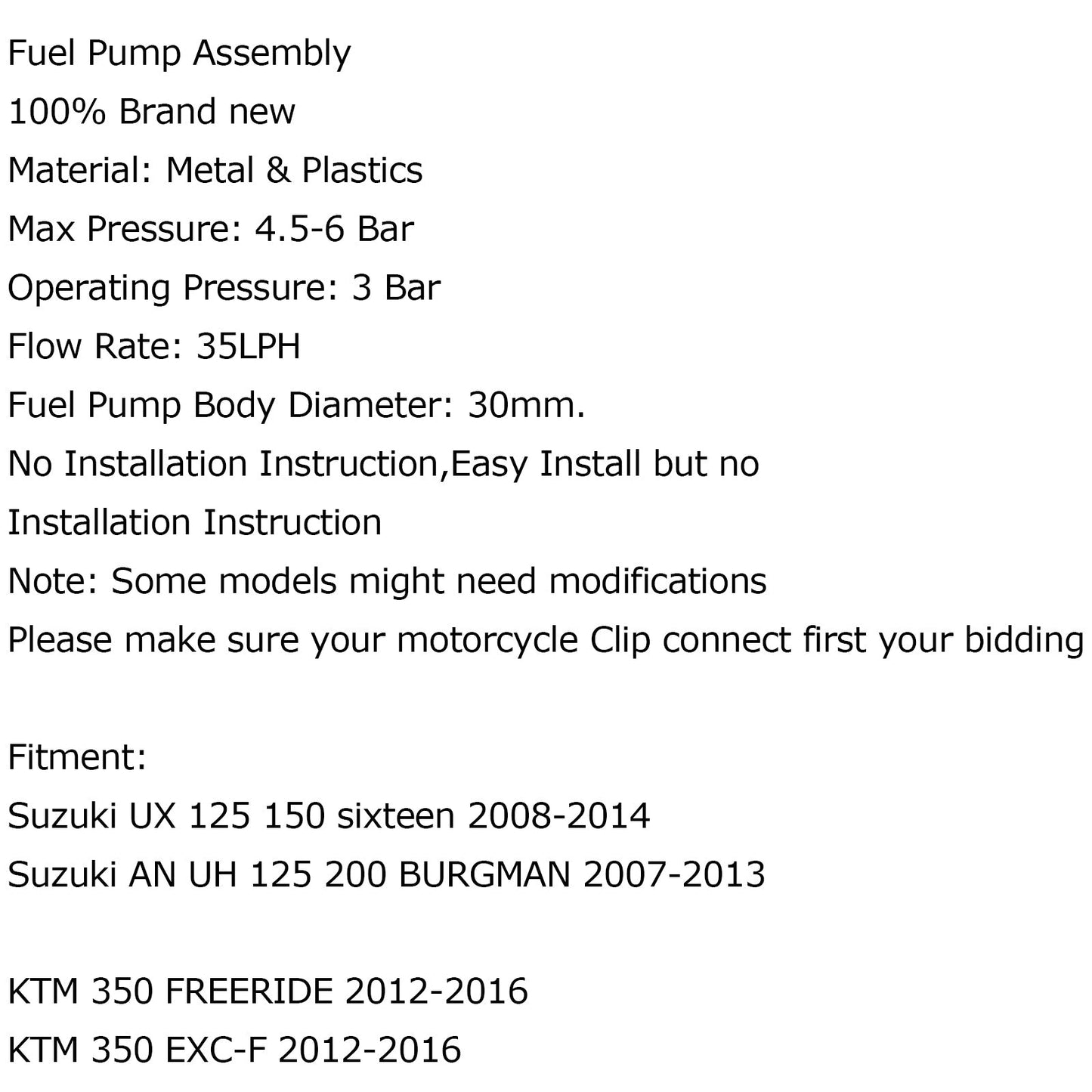 Fuel Pump For PE 250 350 690 390 450 570 125 DUK 09-13 EX-F SX-F FREERIDE