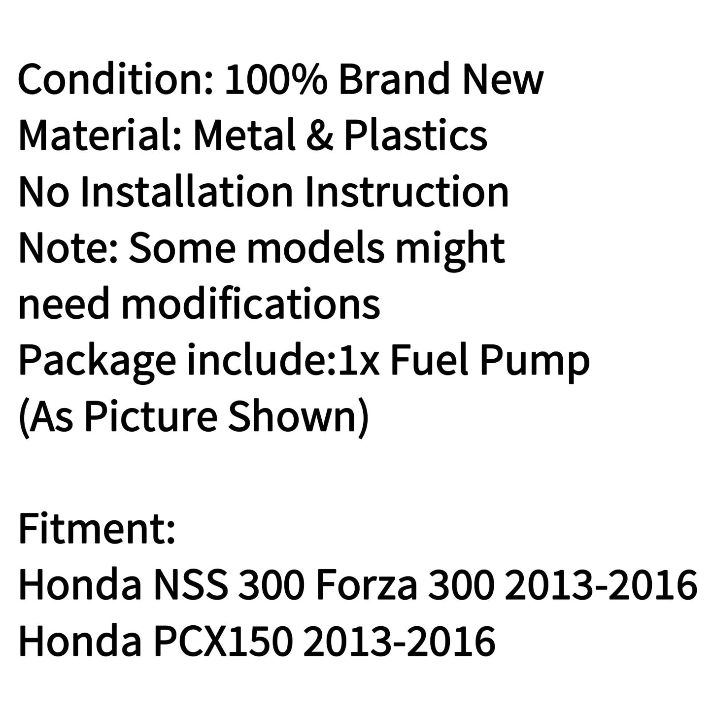 Intank Fuel Pump For Honda PCX150 2013-2016 Honda NSS 300 Forza 300 2013-2016