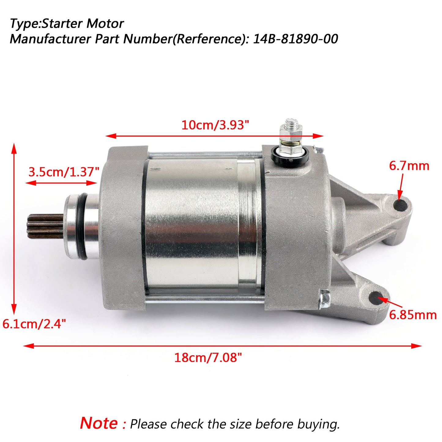 2009-2014 Yamaha YZF R1 R1 Starter Motor Engine Starting 14B-81890-00