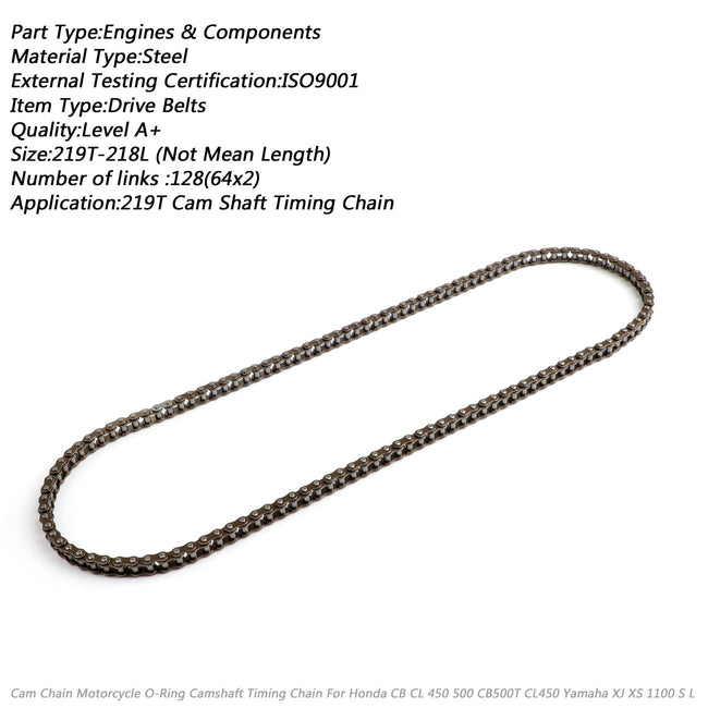 Timing Cam Chain 219T-128L For Honda Cb450 Cl450 Cb500T 1966-78 14401-283-003