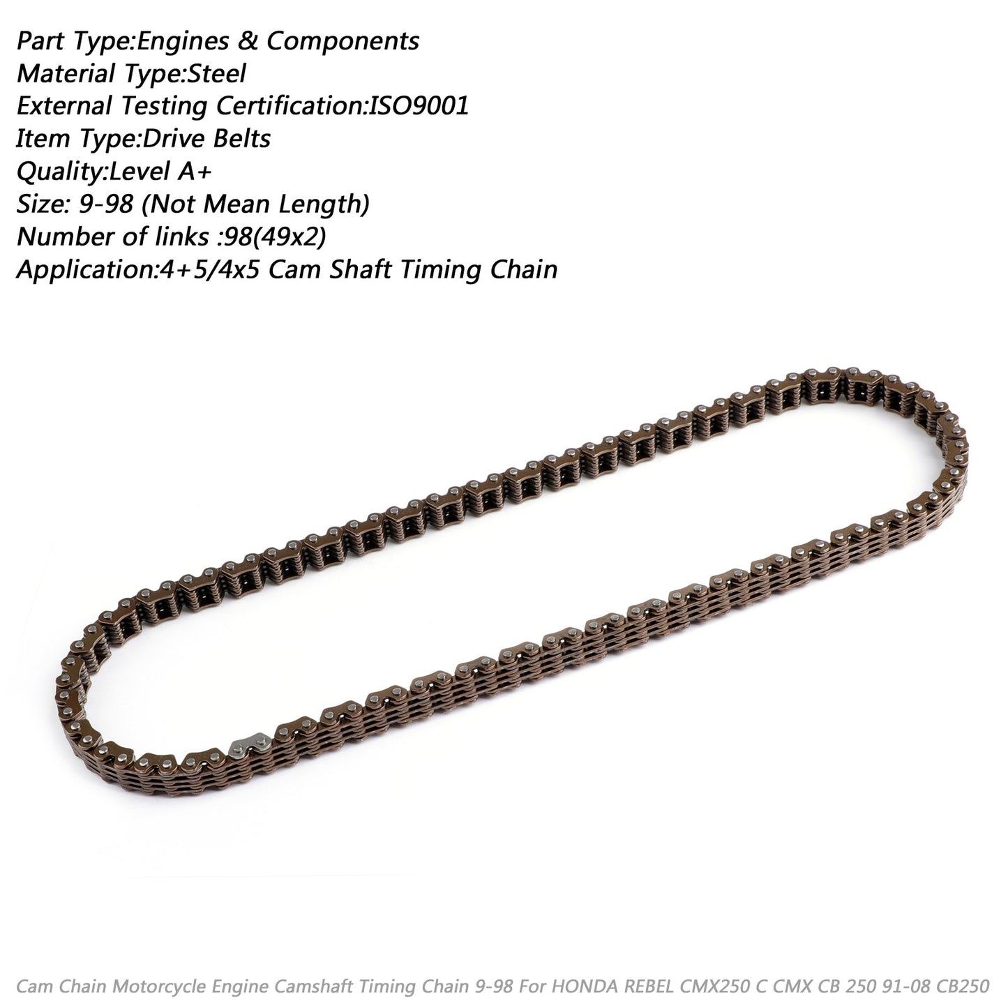 Timing Cam Chain 98L For Honda CMX250C Rebel Yamaha XV1000 Virago Suzuki VLR1800 Generic