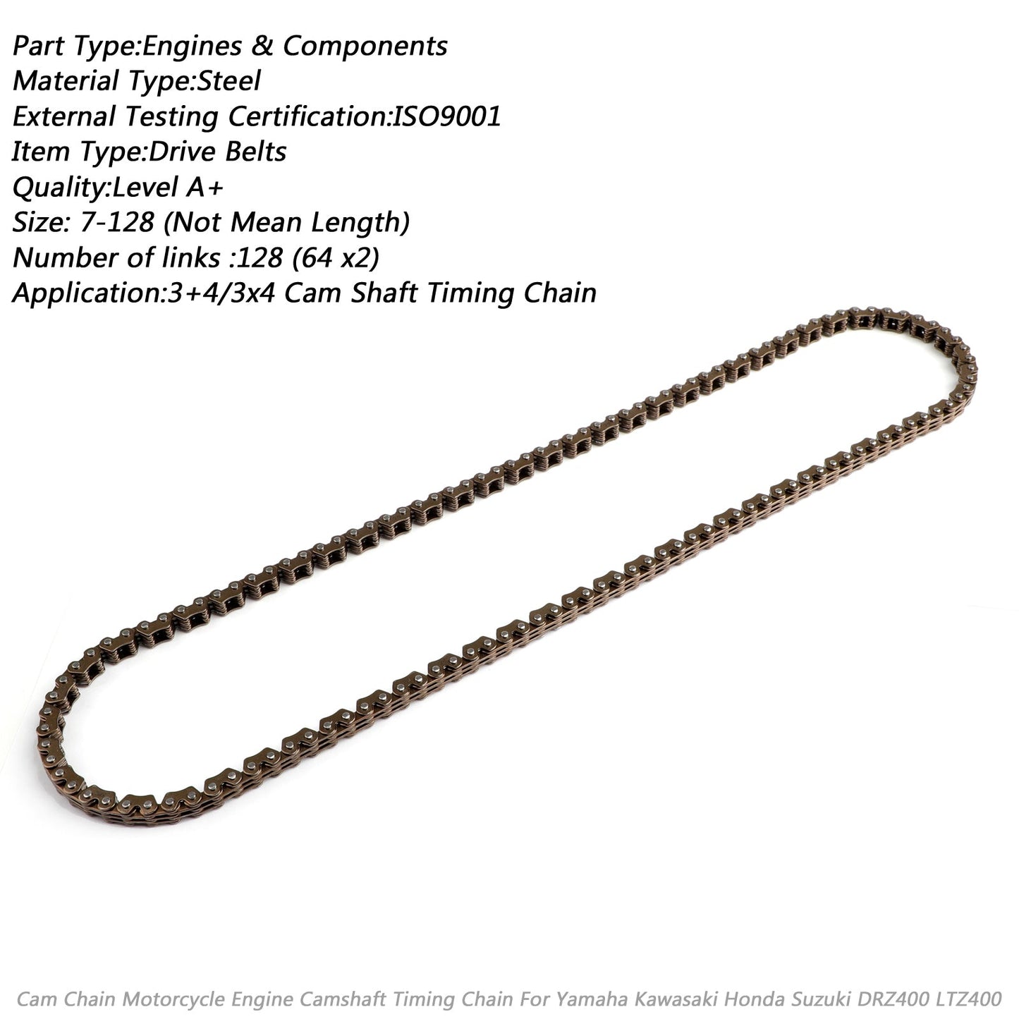 Timing Cam Chain 128L KMC For Suzuki Quadsport Z400 LTZ400/Z DR-Z400 /E/S/SM Generic