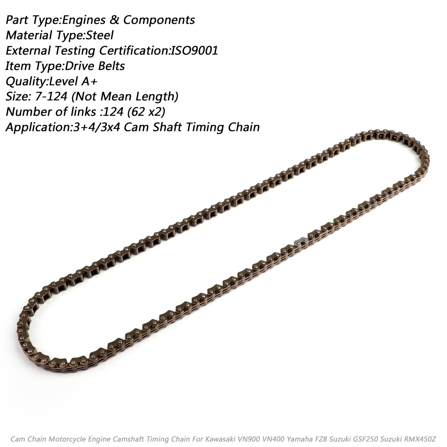 Timing Cam Chain 124L For Suzuki RM-Z450 RMX450Z RM-Z450 05-2018 12760-35G00 Generic