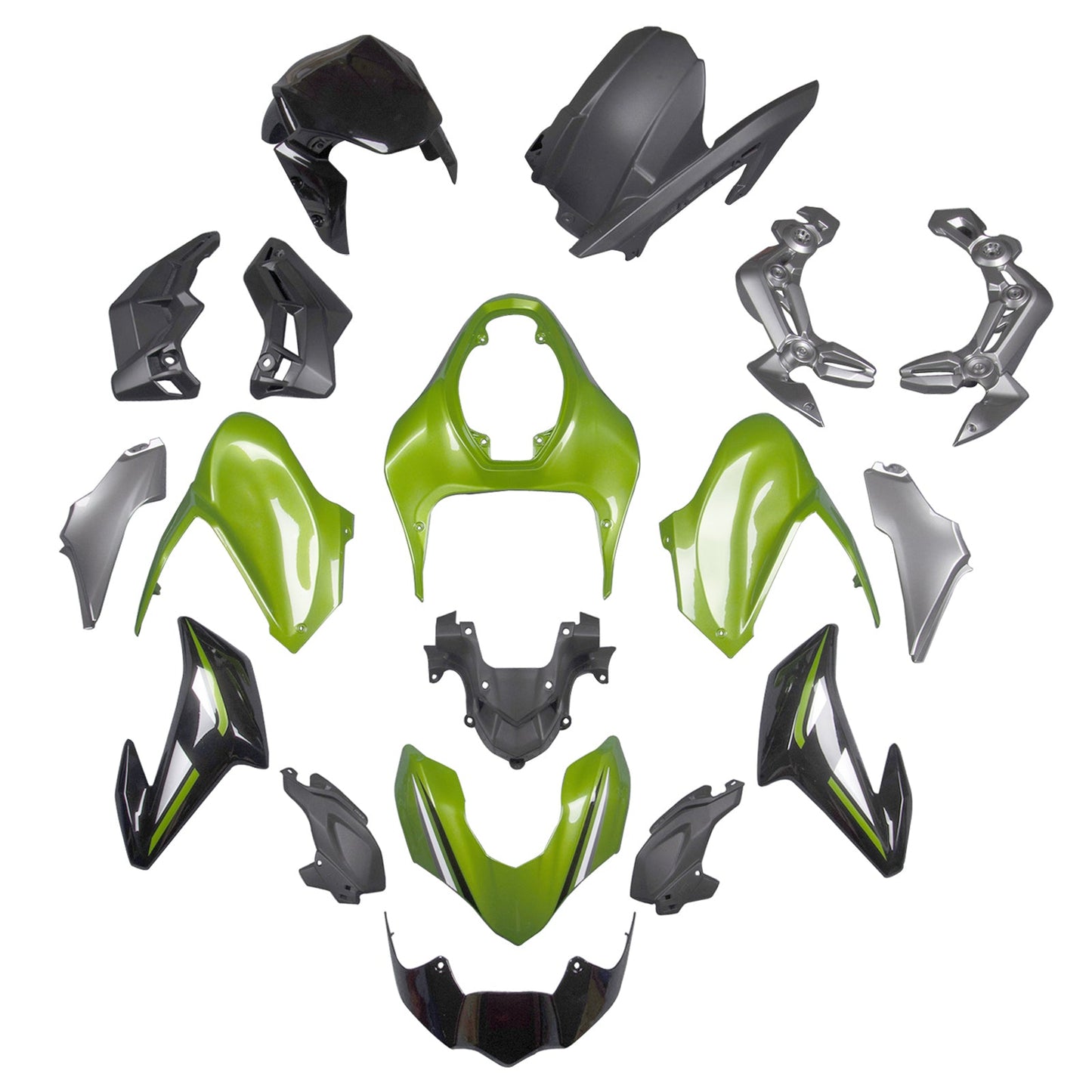 2017-2019 Kawasaki Z900 Amotopart Silver Green Injection Plastic Bodywork Fairing