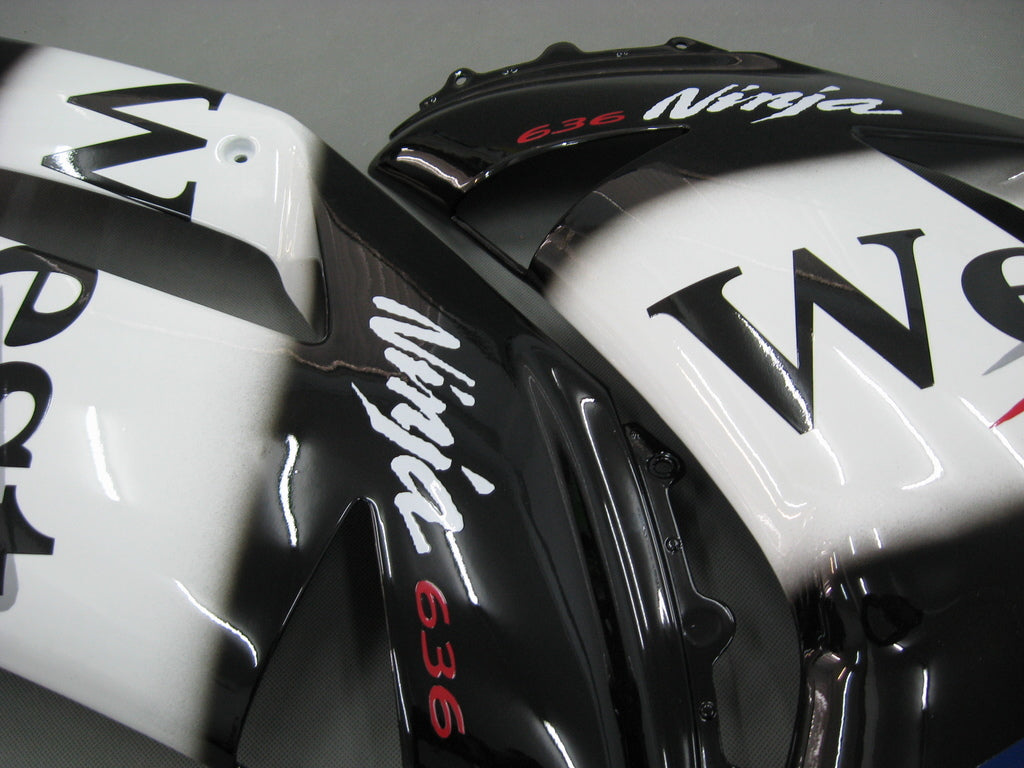 2007-2008 Kawasaki ZX6R ZX636 Black White West Ninja Fairings Generic