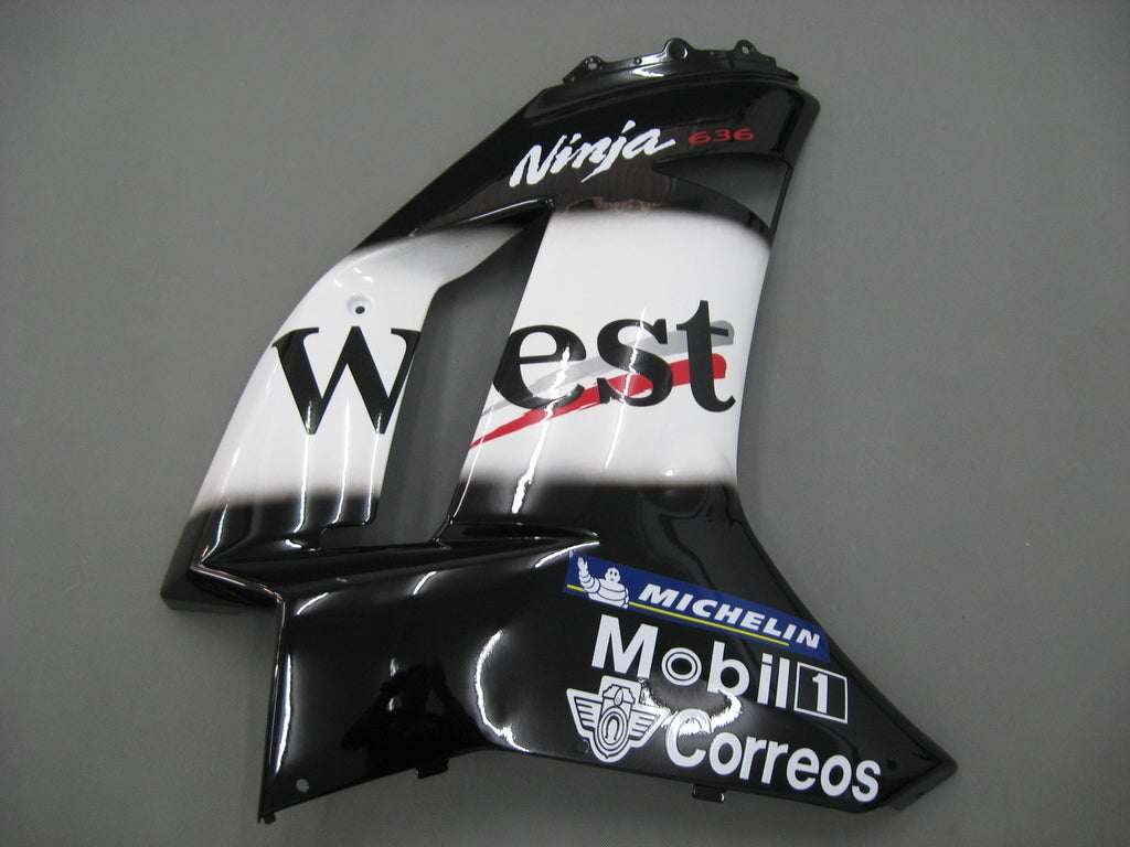 2007-2008 Kawasaki ZX6R ZX636 Black White West Ninja Fairings Generic
