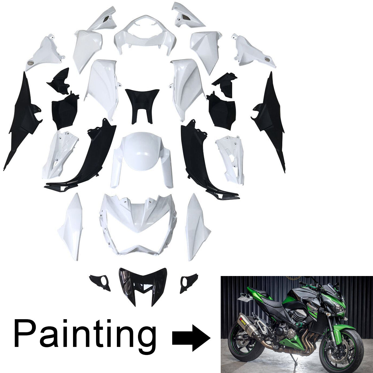 2013-2018 Kawasaki Z800 Amotopart Injection Fairing Kit Bodywork Plastic ABS #105