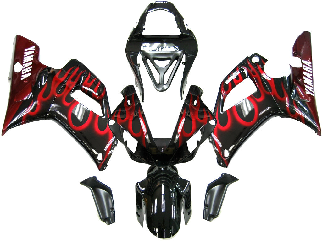 2000-2001 Yamaha YZF-R1 Black & Red Flame R1 Racing Amotopart Fairings Customs Fairing