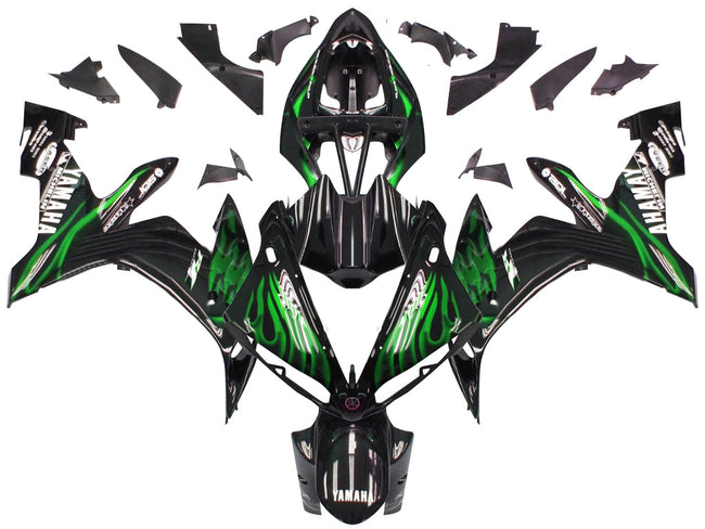 2004-2006 Yamaha YZF-R1 Black & Green Flame R1 Racing Amotopart Fairings Customs Fairing