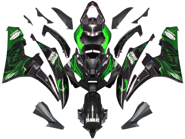 2006-2007 Yamaha YZF-R6 Black & Green Flame R6 Racing Amotopart Fairings Customs Fairing