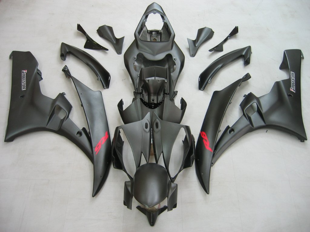 2006-2007 Yamaha YZF-R6 Black Matte Bridgestone R6 Racing Amotopart Fairings Customs Fairing