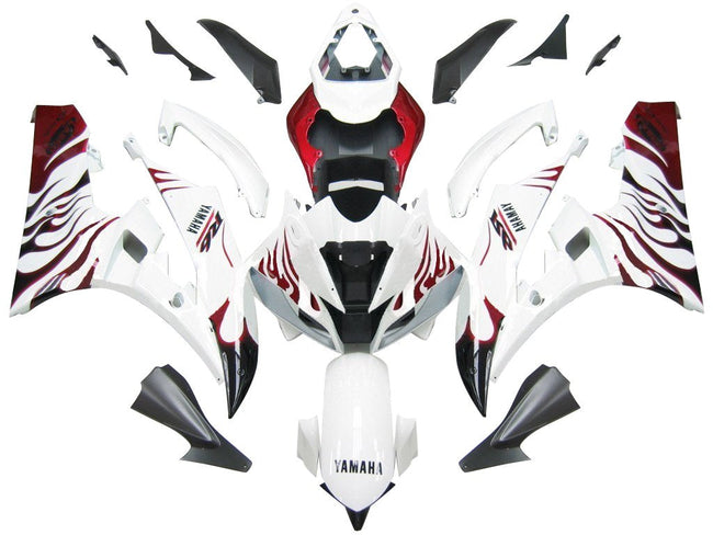 2006-2007 Yamaha YZF-R6 White & Red Flame R6 Racing Amotopart Fairings Customs Fairing