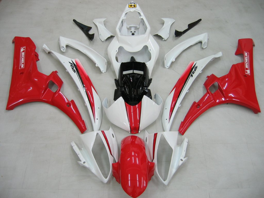 2006-2007 Yamaha YZF-R6 White Red Michelin R6 Racing Amotopart Fairings Customs Fairing