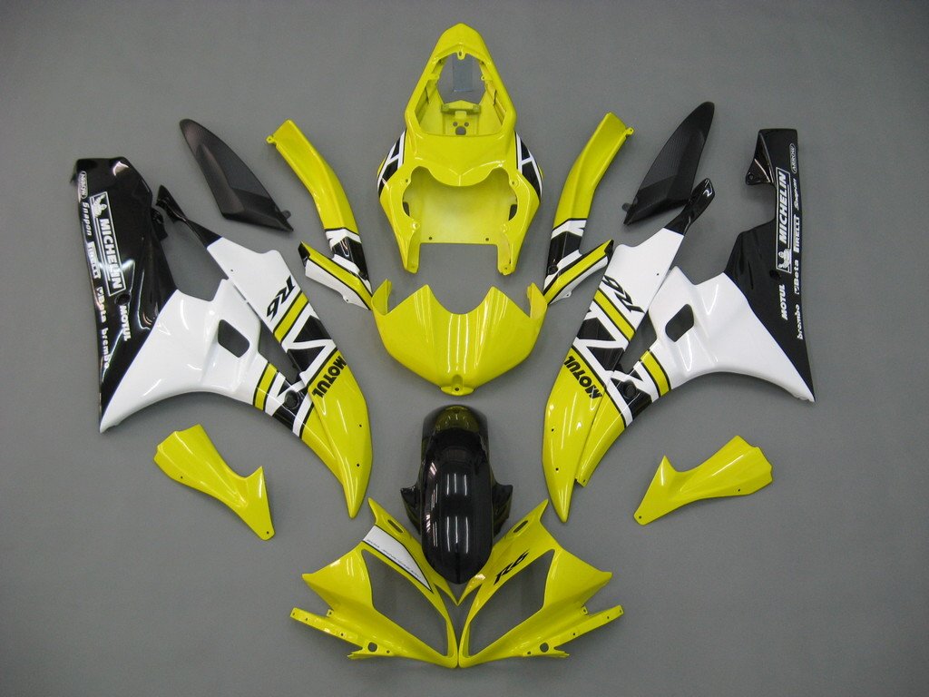 2006-2007 Yamaha YZF-R6 Yellow White Black R6 Racing Amotopart Fairings Customs Fairing