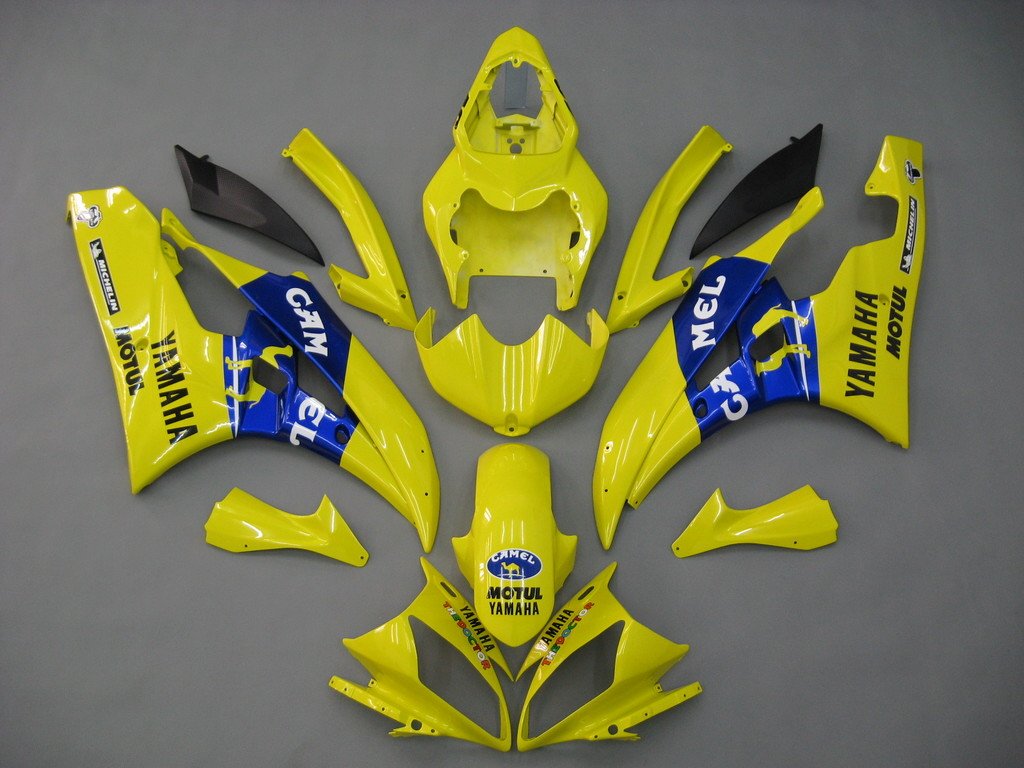 2006-2007 Yamaha YZF-R6 Yellow Blue No.46 Camel R6 Racing Amotopart Fairings Customs Fairing