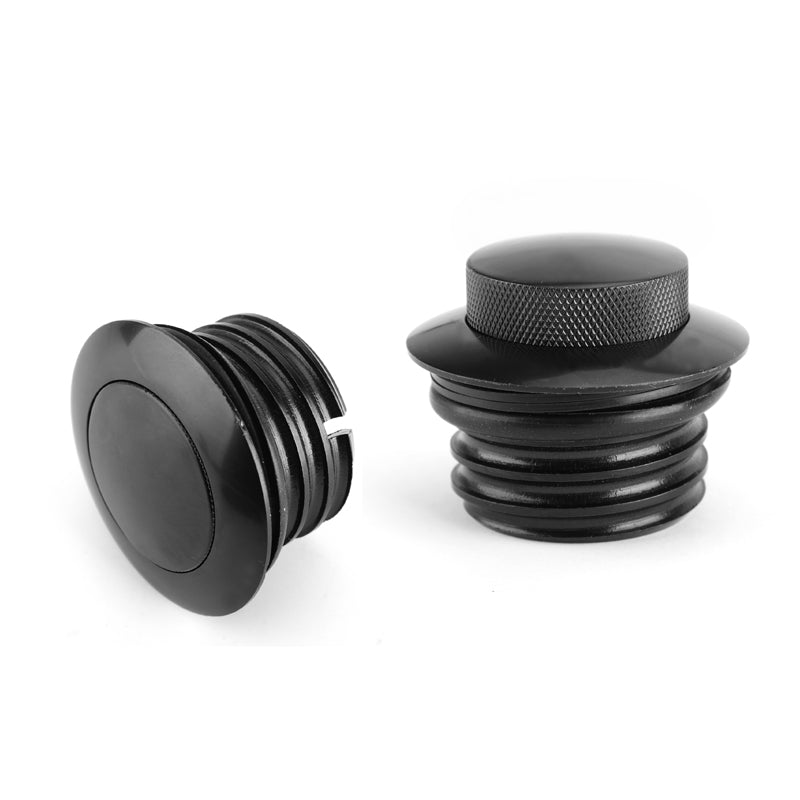 2x Black Flush Pop Up Fuel Gas Cap Fit for Sportster Softail Dyna 82-10