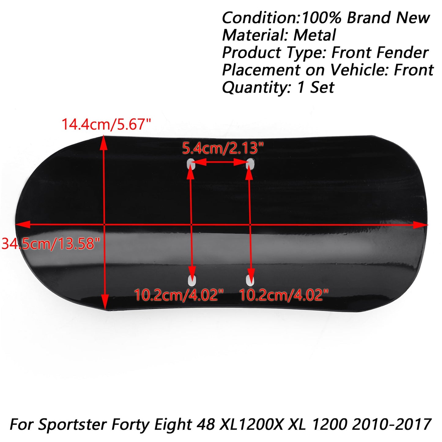 Short Front Fender Mudguard For Sportster Forty Eight 48 XL1200X XL1200 2010-17