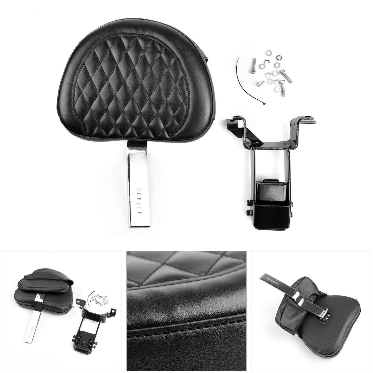 Plug-In Driver Backrest + Mounting Kit For Indian Chieftain Roadmaster 14-18 BLK Generic